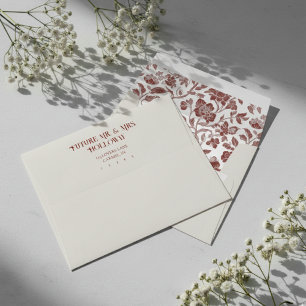 Elegant Floral Toile Pattern and Return Address Envelope