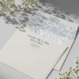 Elegant Floral Toile Pattern and Return Address Envelope