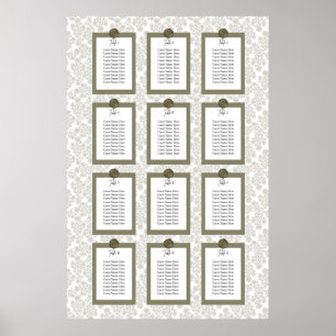 Elegant Floral Toile Seating Chart Poster