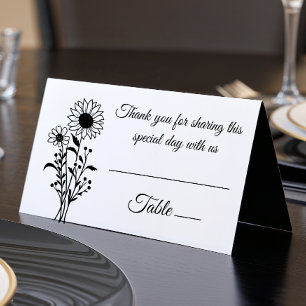 Élégant floral tournesol noir blanc Mariage