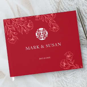 Elegant Floral Traditional Chinese Wedding (RED) Guest Book