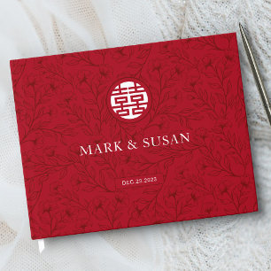 Elegant Floral Traditional Chinese Wedding (RED) Guest Book