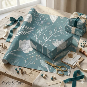 Elegant Floral Transparent Abstract Gift Wrapping Paper
