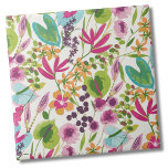 Elegant Floral Tropical Pattern Tile<br><div class="desc">This cute print looks like a vintage floral tropical print! Shares of pink, purple, blue, green, yellow, orange, and more all mixed together. Great for gifts or products. Whether you want to use this tile as a little coaster or trivet for a drink or plate... or you want to go...</div>