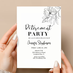 Elegant Floral Typography Retirement Party Invitation