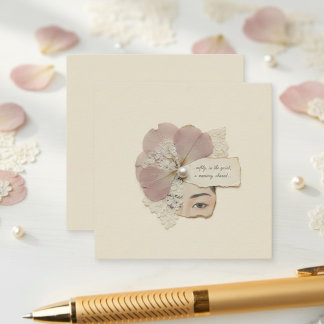 Elegant Floral & Ukiyoe Collage Enclosure Card