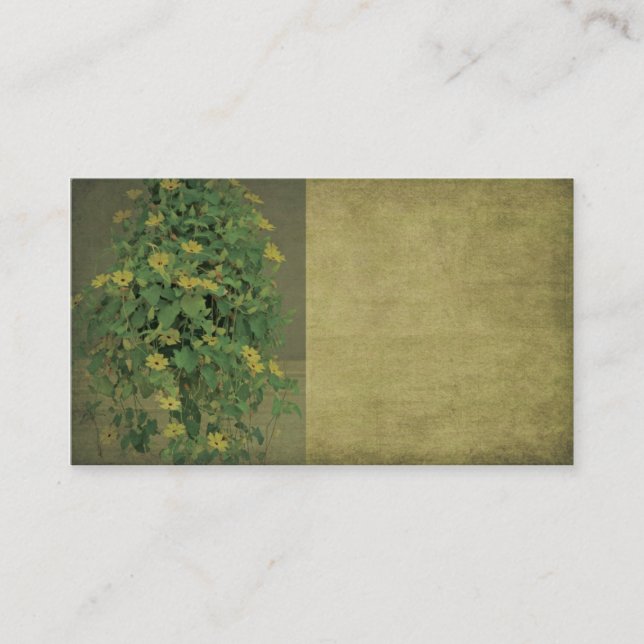 Élégant, Floral, Vert Deux Tons, Carte de visite (Devant)
