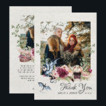 Elegant Floral Viking Wedding Photo Thank You Card<br><div class="desc">These professionally designed cards are quickly customizable. Add your custom wording to this design by using the "Edit this design template" boxes on the right hand side of the item, or click the blue "Customize it" button to arrange the text, change the fonts and colours and to also add additional...</div>