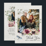 Elegant Floral Viking Wedding Photo Thank You Card<br><div class="desc">These professionally designed cards are quickly customizable. Add your custom wording to this design by using the "Edit this design template" boxes on the right hand side of the item, or click the blue "Customize it" button to arrange the text, change the fonts and colours and to also add additional...</div>