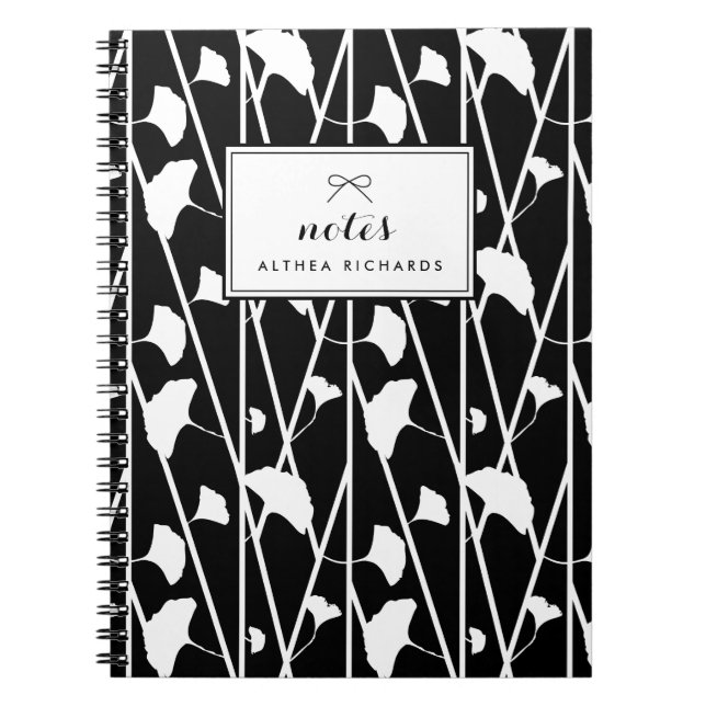 Elegant Floral Vines Pattern | White Personalized Notebook (Front)