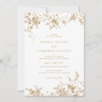 Elegant Floral Vintage Botanical Gold Wedding