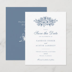 Elegant Floral Vintage Botanical Wedding Save Date Invitation