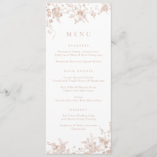 Elégant Floral Vintage Botanique Blush Pink Menu