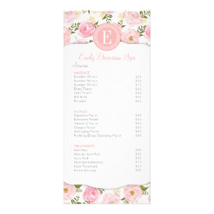 Elegant Floral Vintage Custom Spa Template Rack Card