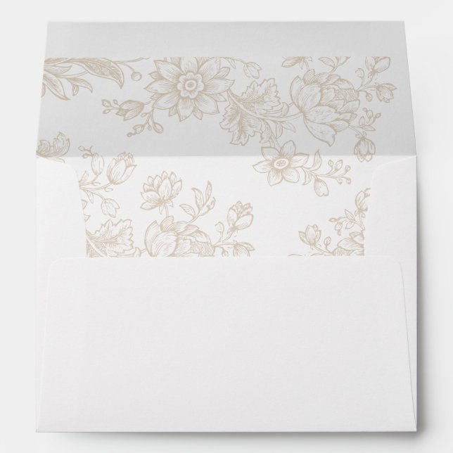 Elegant Floral Vintage Lace Botanical Wedding Envelope (Back (Bottom))