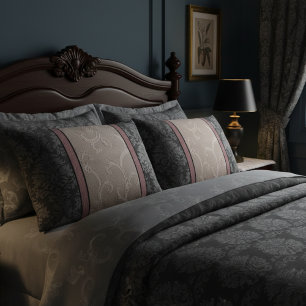 Elegant Floral Vintage Pink and Grey Damask Pillowcase