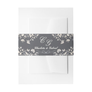 Elegant Floral Vintage Victorian Belly Band Invitation Belly Band
