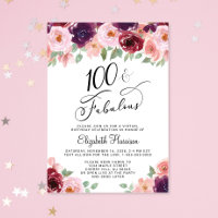 Elegant Floral Virtual 100th Birthday Party