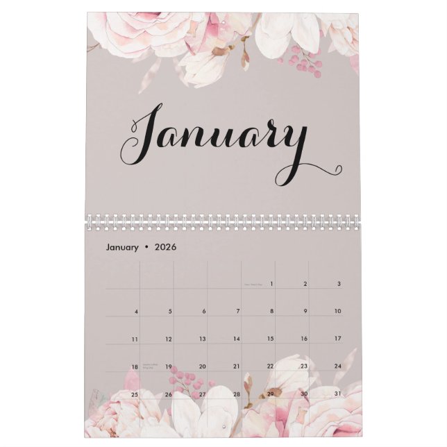 Elegant Floral Wall Calendar 2024 (Jan 2026)