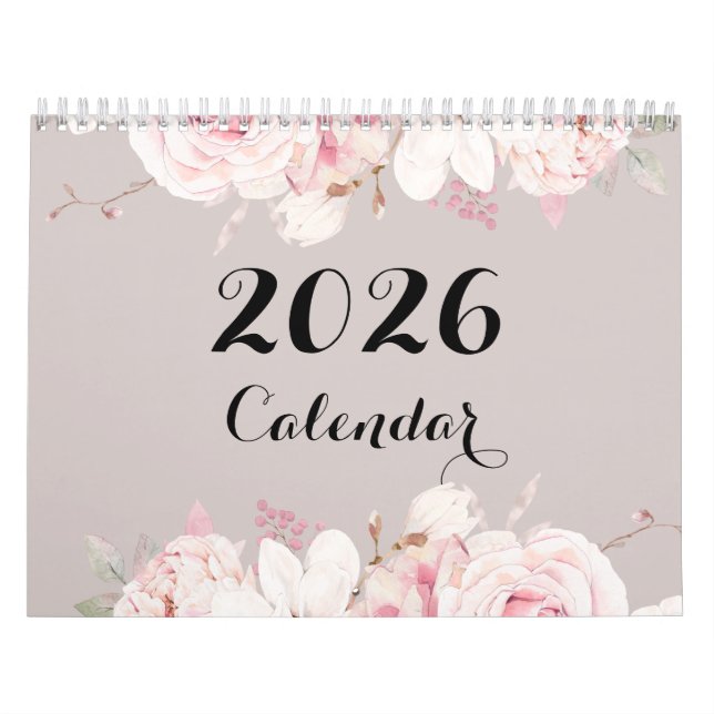 Elegant Floral Wall Calendar 2026 (Cover)