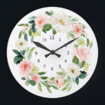 Elegant Floral Wall Clock, Large Clock<br><div class="desc">Whether you need to keep track of time or just want beautiful wall decor to accessorize your wall,  this floral wall clock is perfect. Design features watercolor blush flowers.</div>