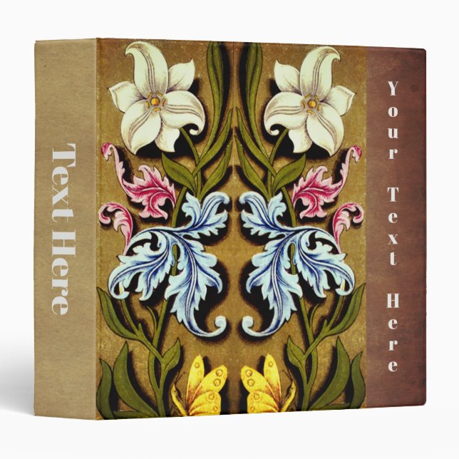 Elegant Floral Wallpaper Border Personalized  Binder (Front/Spine)