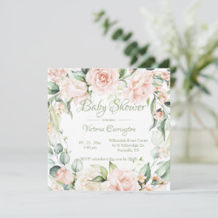Elegant Floral Watercolor Baby Shower Invitation