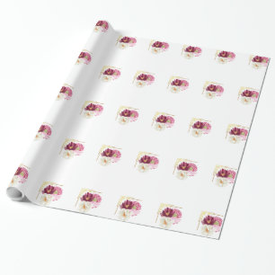 Elegant Floral Watercolor Birthday Wrapping Paper
