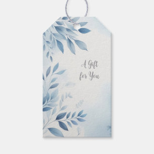 Elegant Floral Watercolor Blue Gift Tag 