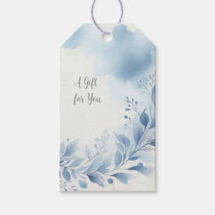 Elegant Floral Watercolor Blue Gift Tag 