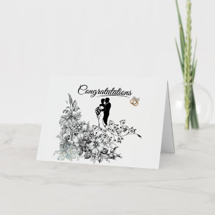 Elegant Floral Watercolor Congratulations Wedding  Foil Greeting Card