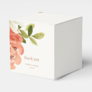 Elegant Floral Watercolor Couple Initials Wedding Favor Box