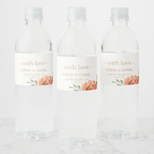 Elegant Floral Watercolor Couple Wedding With Love Water Bottle Label
