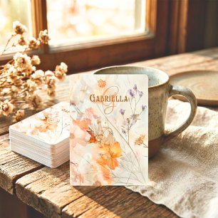Elegant Floral Watercolor Custom Monogram Playing Cards