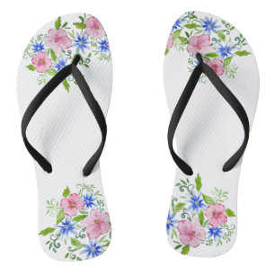 Elegant floral watercolor decoration pattern flip flops