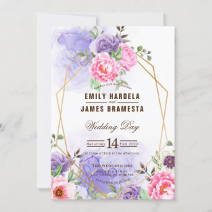 Elegant Floral Watercolor Framed Wedding Invitation