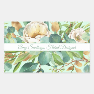 Elegant Floral Watercolor Green and Gold Stickers