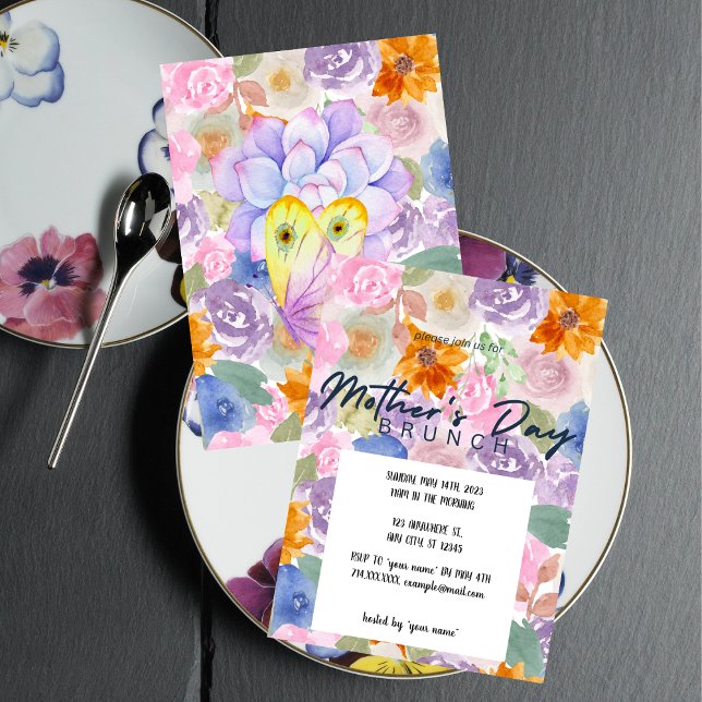 Elegant Floral Watercolor Mother’s Day Brunch Invi Invitation (Creator Uploaded)
