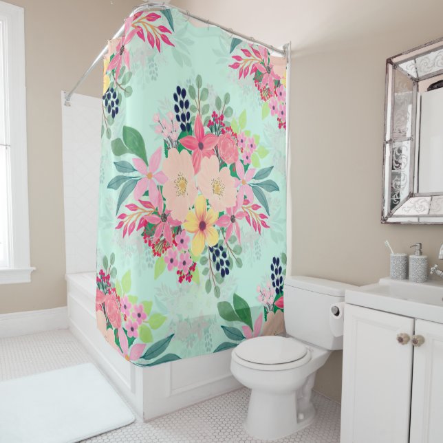 Elegant Floral Watercolor Paint Mint Girly Design (In Situ)