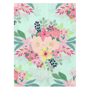 Elegant Floral Watercolor Paint Mint Girly Design Tablecloth