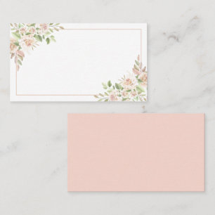 Elegant Floral Watercolor Pink Rose Wedding Escort Place Card