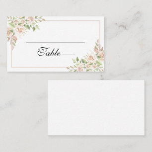 Elegant Floral Watercolor Pink Rose Wedding Escort Place Card