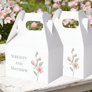 Elegant Floral Watercolor Pink Sage Garden Wedding Favor Box