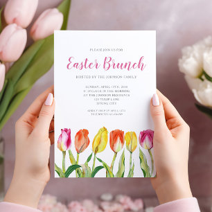 Elegant Floral Watercolor Tulip Easter Brunch Invitation