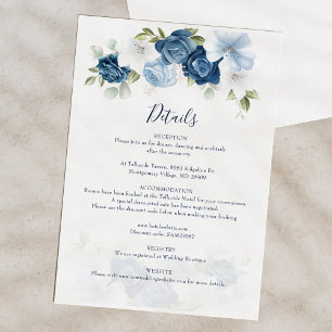 Elegant Floral Watercolor Wedding Details Enclosure Card
