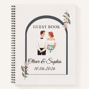 Elegant Floral Watercolor Wedding Guest Book