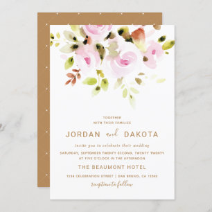 Elegant Floral Watercolor Wedding Invitation