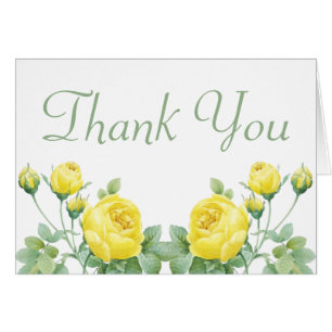 Elegant Floral Watercolor Yellow Rose Thank You 