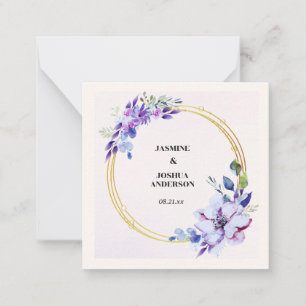 Elegant Floral Watercolour Gold Circle Wedding Card