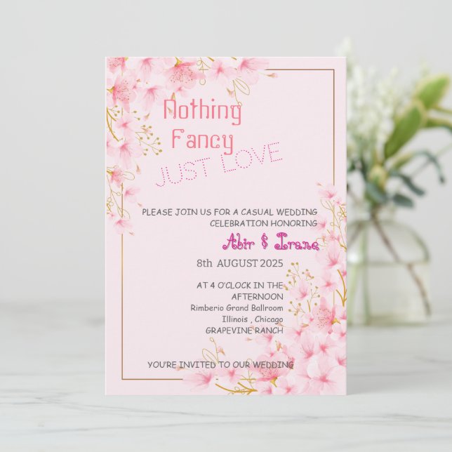 Elegant Floral Wedding 007 by Nasrin Invitation (Standing Front)